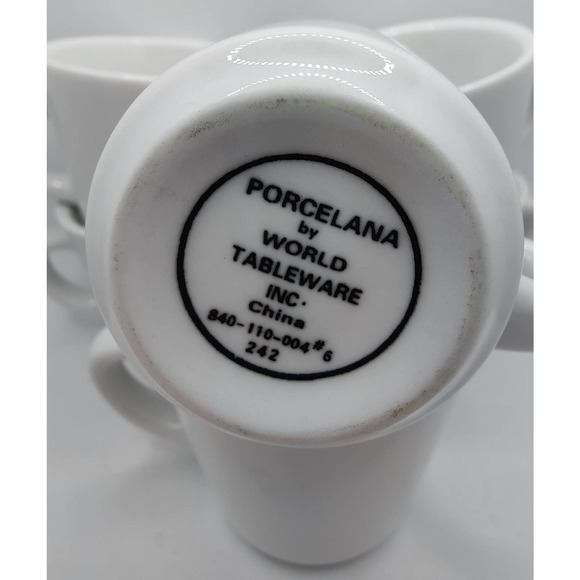 Set of 6 Porcelana Pure White Diner Coffee Tea Cups Mugs - Picture 2 of 7